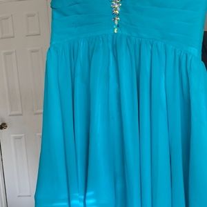 Strapless blue dress